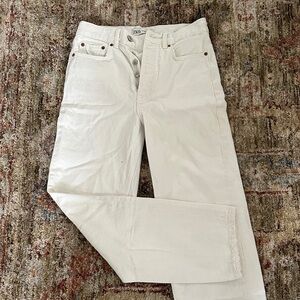 Zara Women's Straight Leg Cream Jeans
